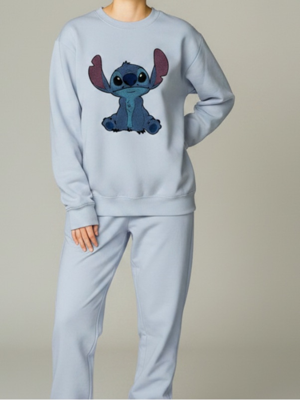 Disney Light Blue Stitch Embroidered Sweatshirt